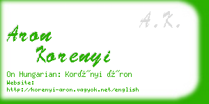 aron korenyi business card